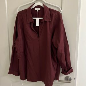 Lou and grey burgundy red popover tunic shirt XXL NWT